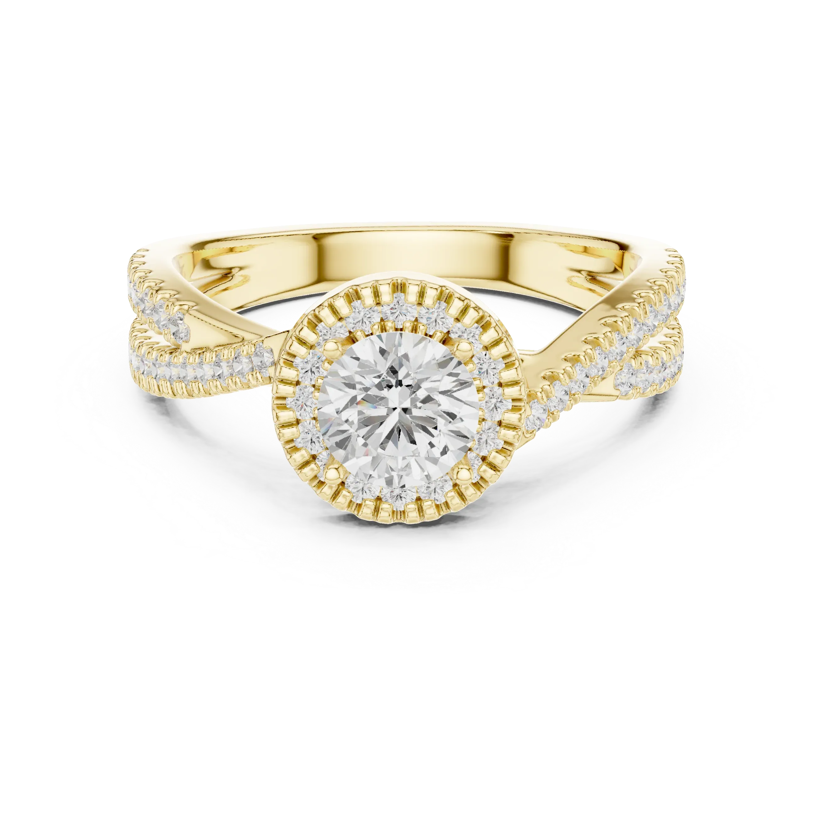 Round Moissanite Pavé Engagement Ring Anniversary Gift D Color