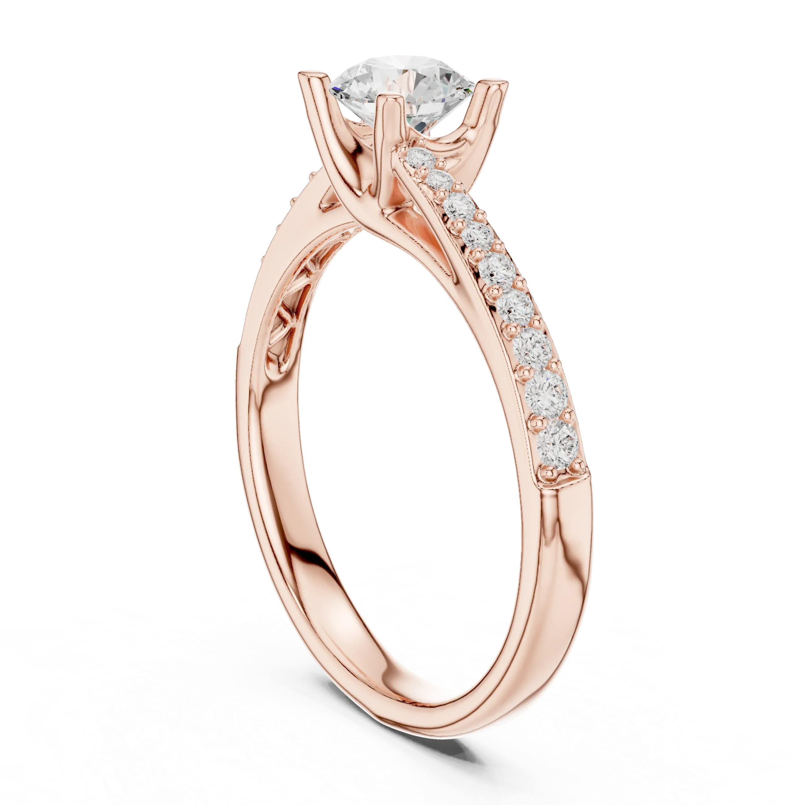 F Color Round Lab Created Diamond Pavé Band Wedding Ring