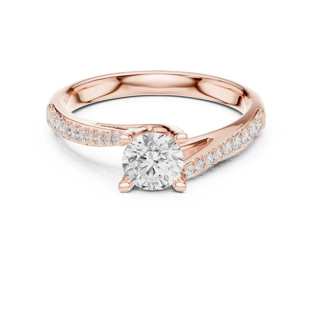 F Color Round Lab Created Diamond Pavé Band Wedding Ring