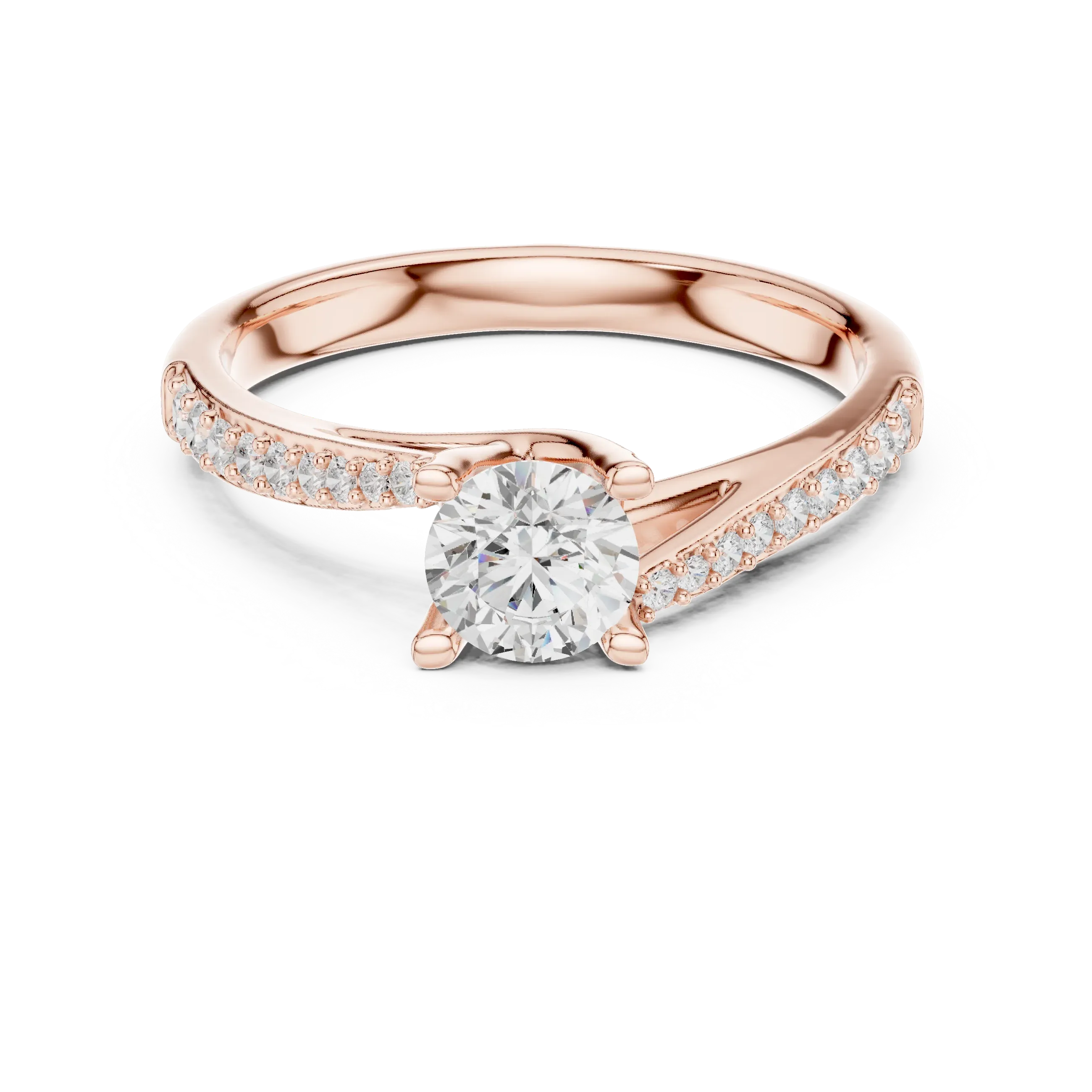 F Color Round Lab Created Diamond Pavé Band Wedding Ring