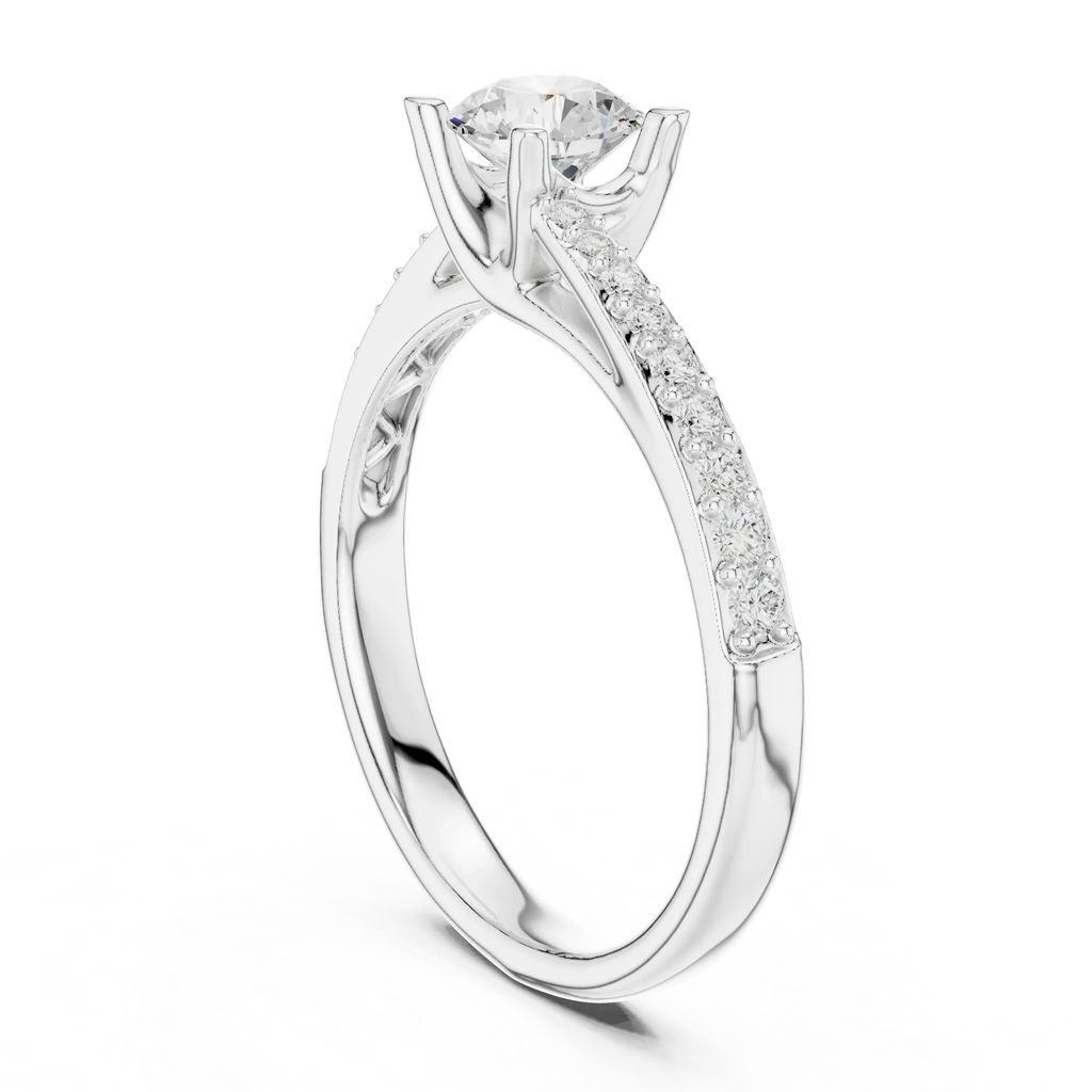 F Color Round Lab Created Diamond Pavé Band Wedding Ring