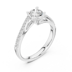 F Color Round Lab Created Diamond Pavé Band Wedding Ring
