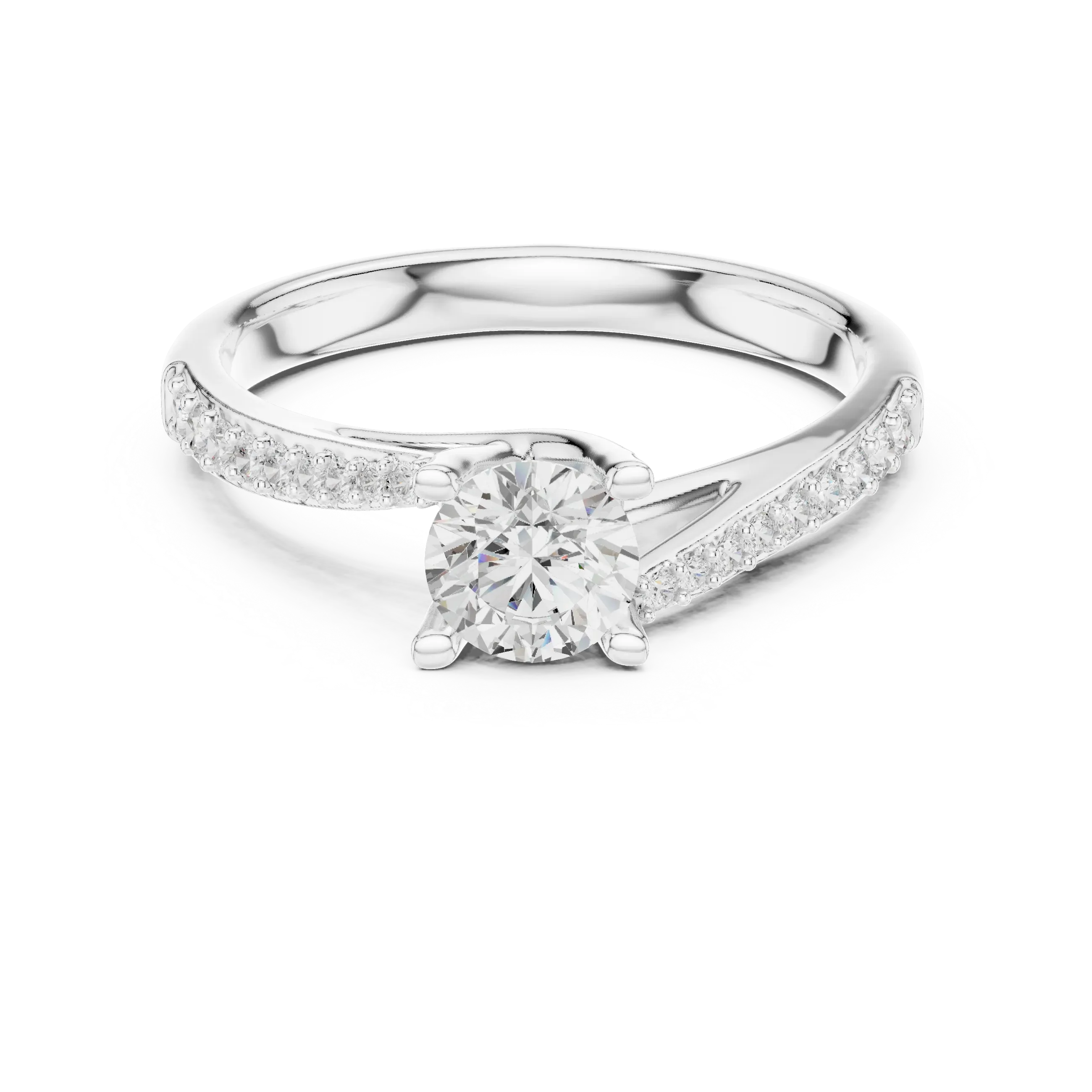 F Color Round Lab Created Diamond Pavé Band Wedding Ring