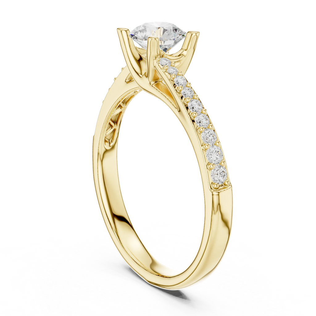 F Color Round Lab Created Diamond Pavé Band Wedding Ring