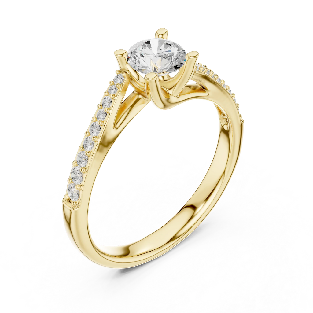 F Color Round Lab Created Diamond Pavé Band Wedding Ring