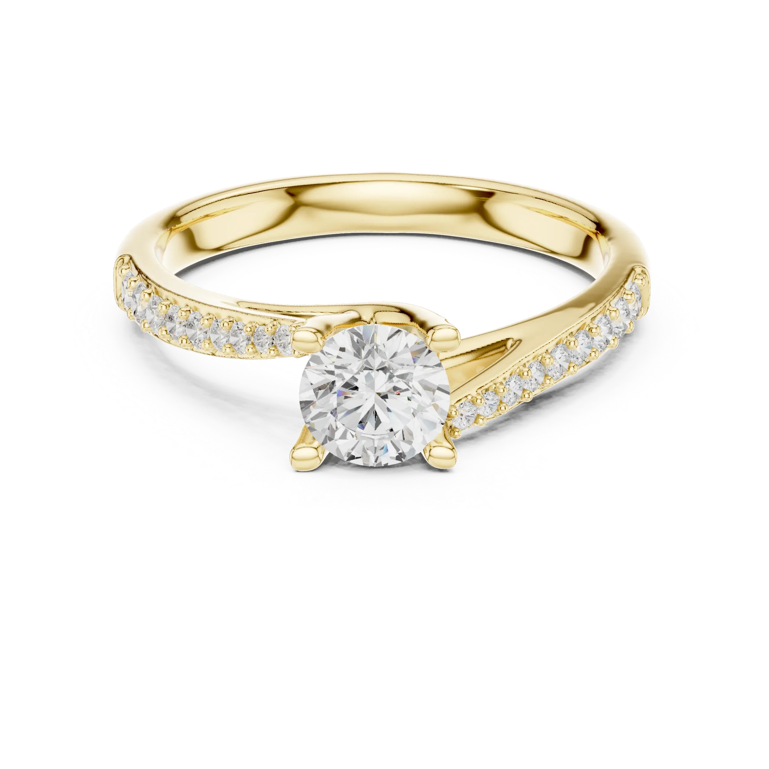 F Color Round Lab Created Diamond Pavé Band Wedding Ring