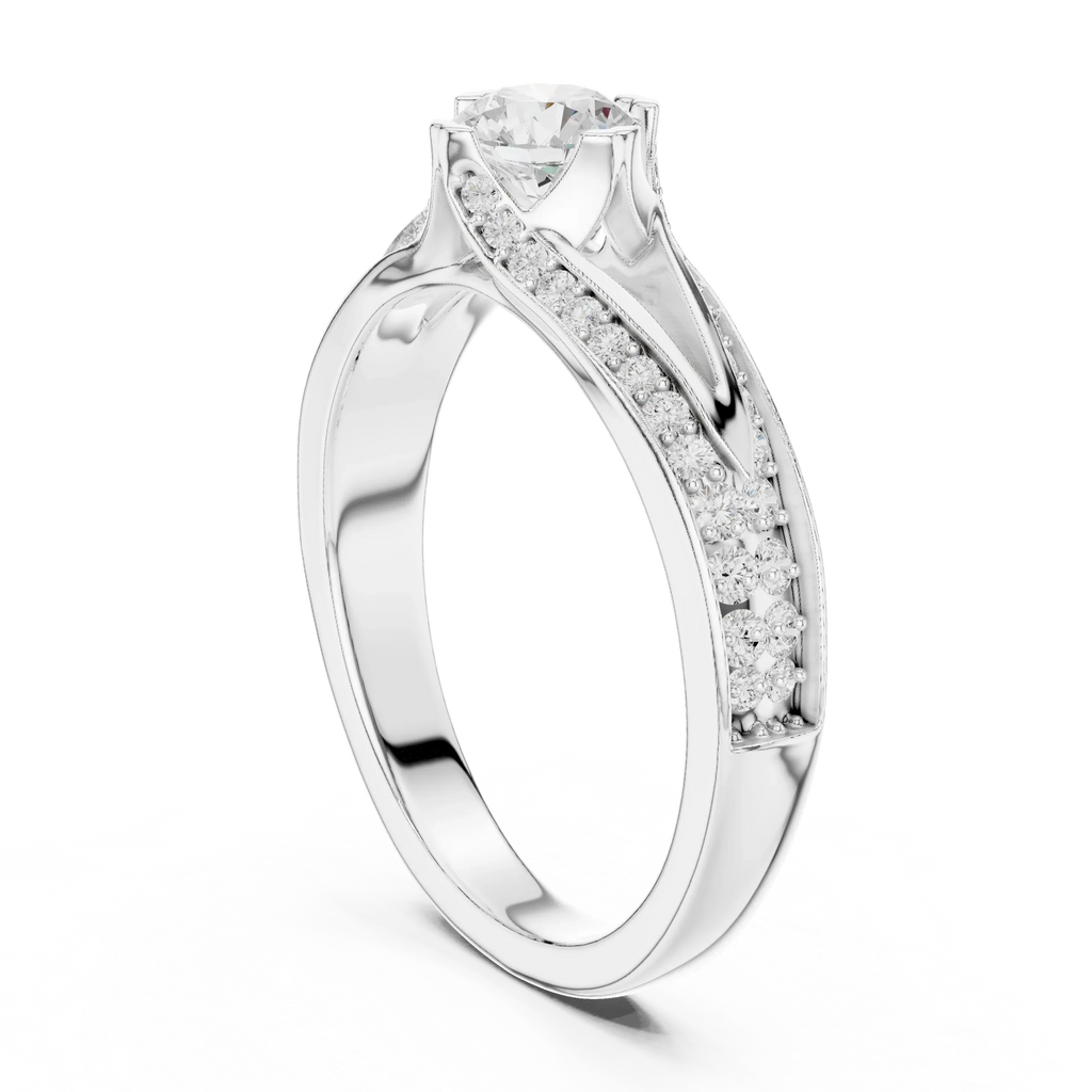 Round VVS Diamond Anniversary Gift Ring F Color