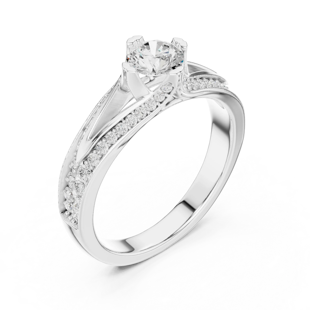 Round VVS Diamond Anniversary Gift Ring F Color