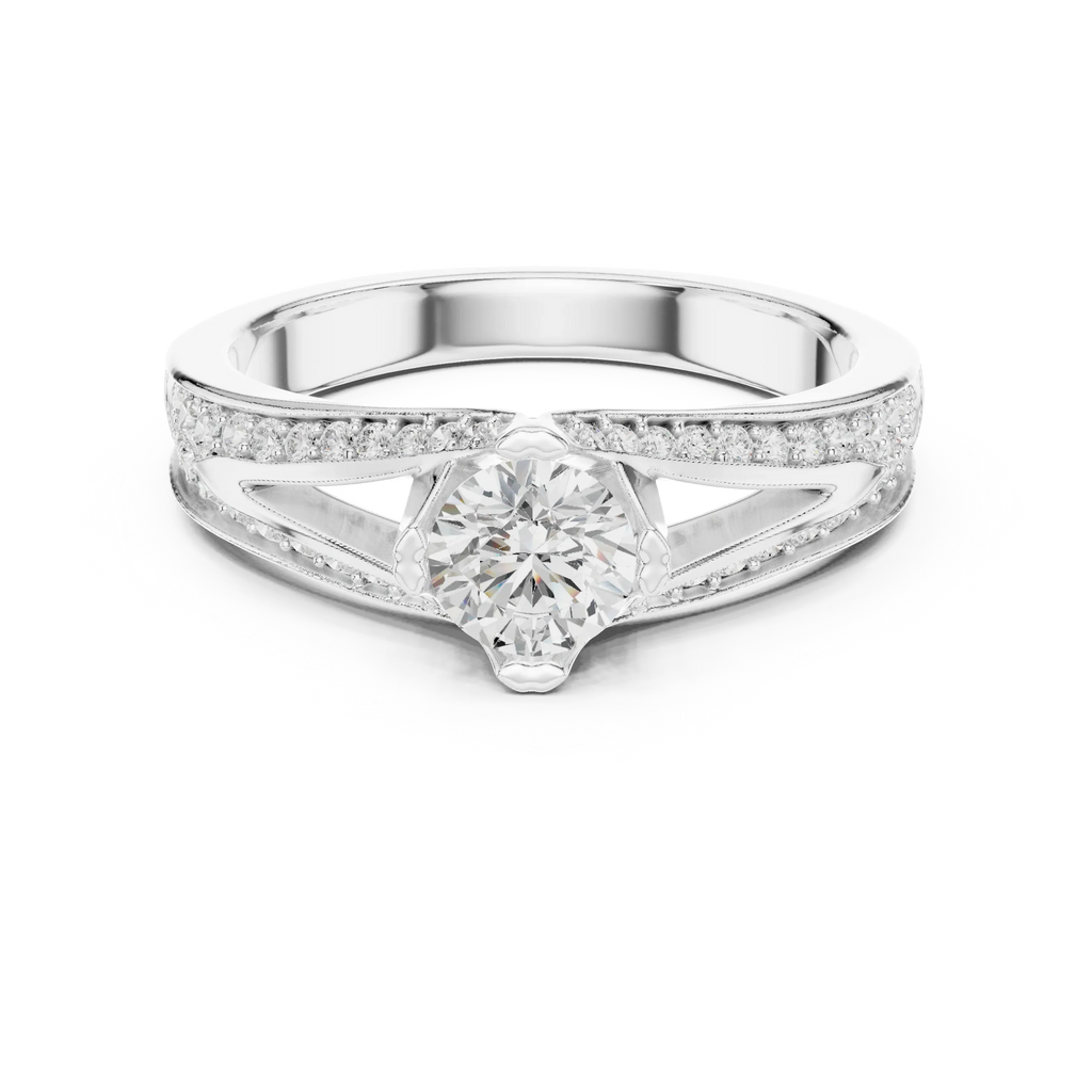 Round VVS Diamond Anniversary Gift Ring F Color
