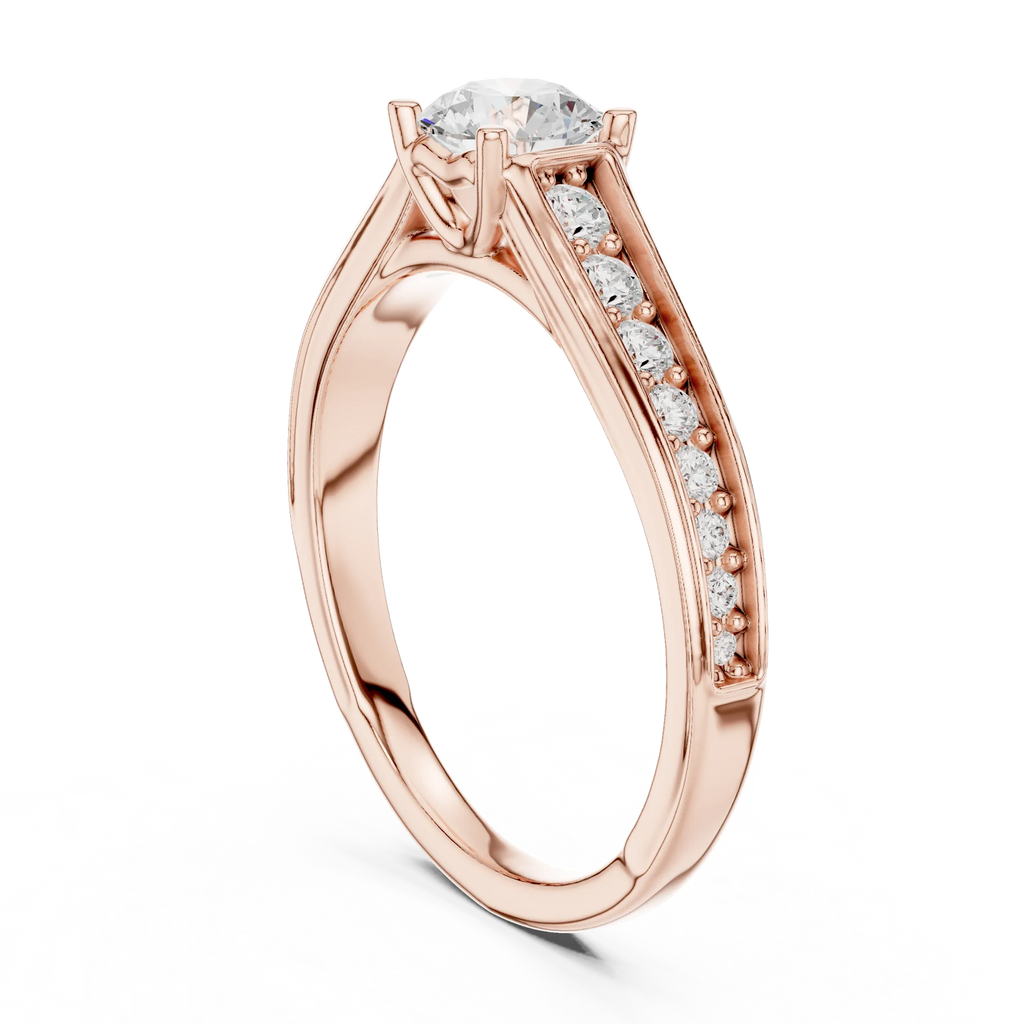 D Color Round Moissanite Floral Engagement Ring Lab Grown