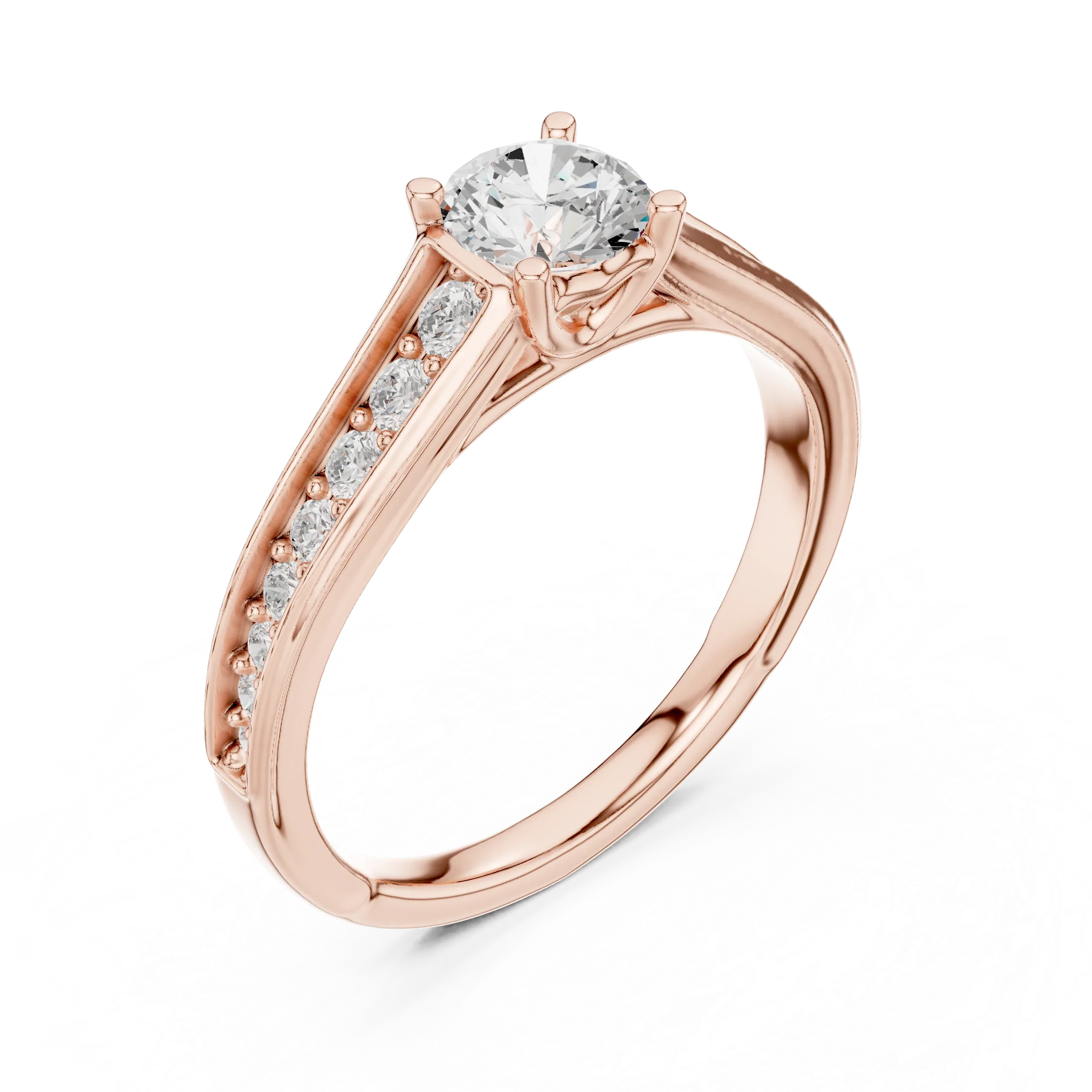 D Color Round Moissanite Floral Engagement Ring Lab Grown