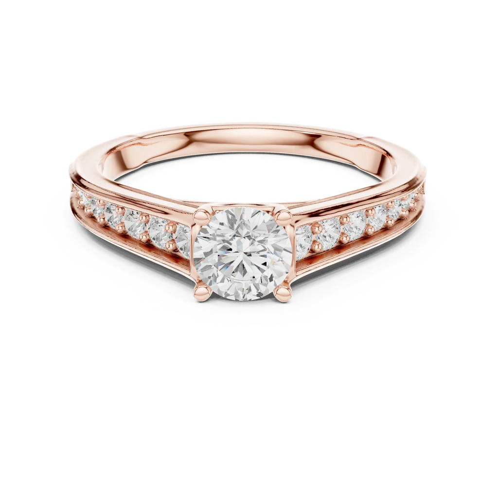 D Color Round Moissanite Floral Engagement Ring Lab Grown