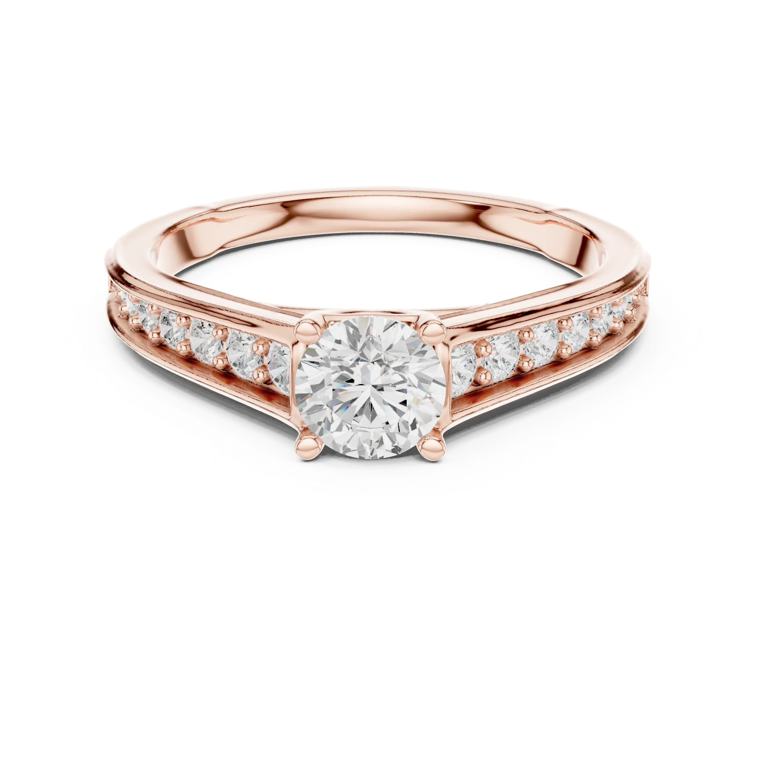 D Color Round Moissanite Floral Engagement Ring Lab Grown