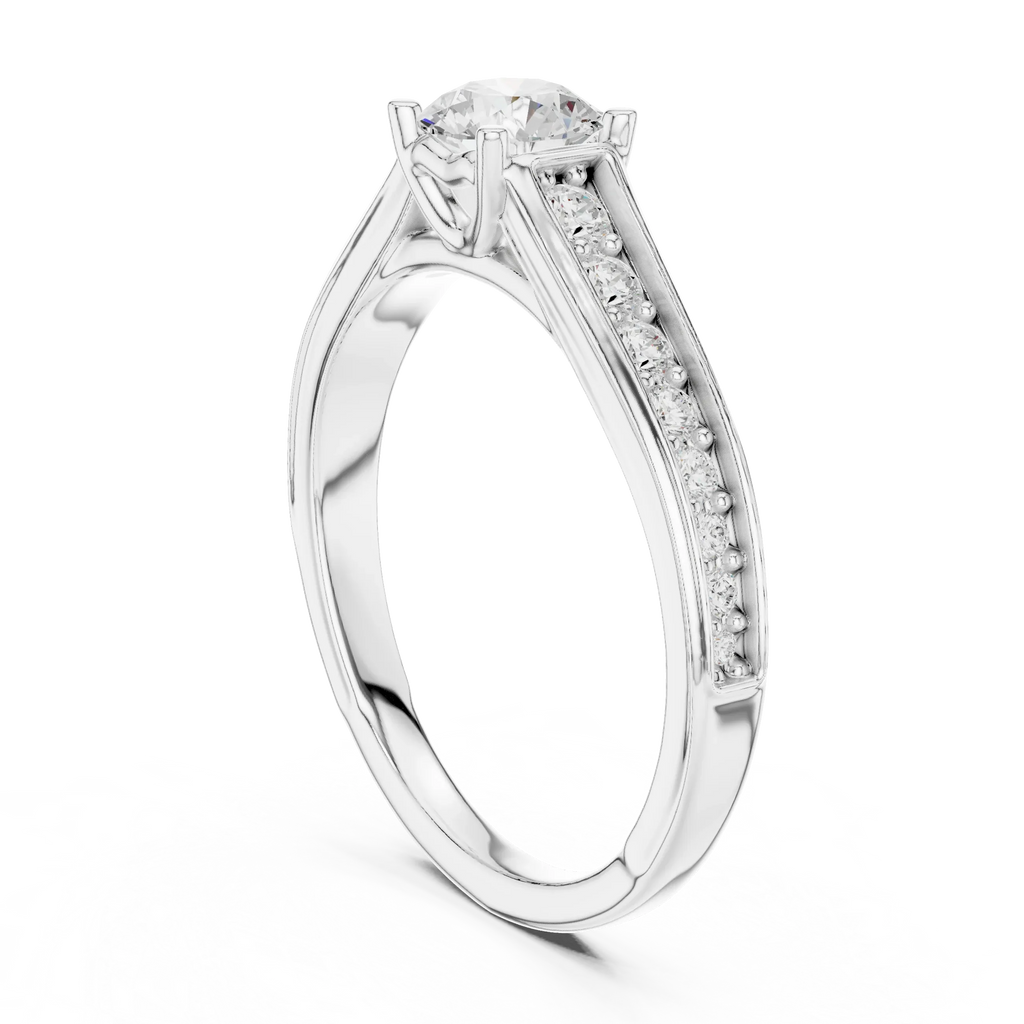 D Color Round Moissanite Floral Engagement Ring Lab Grown