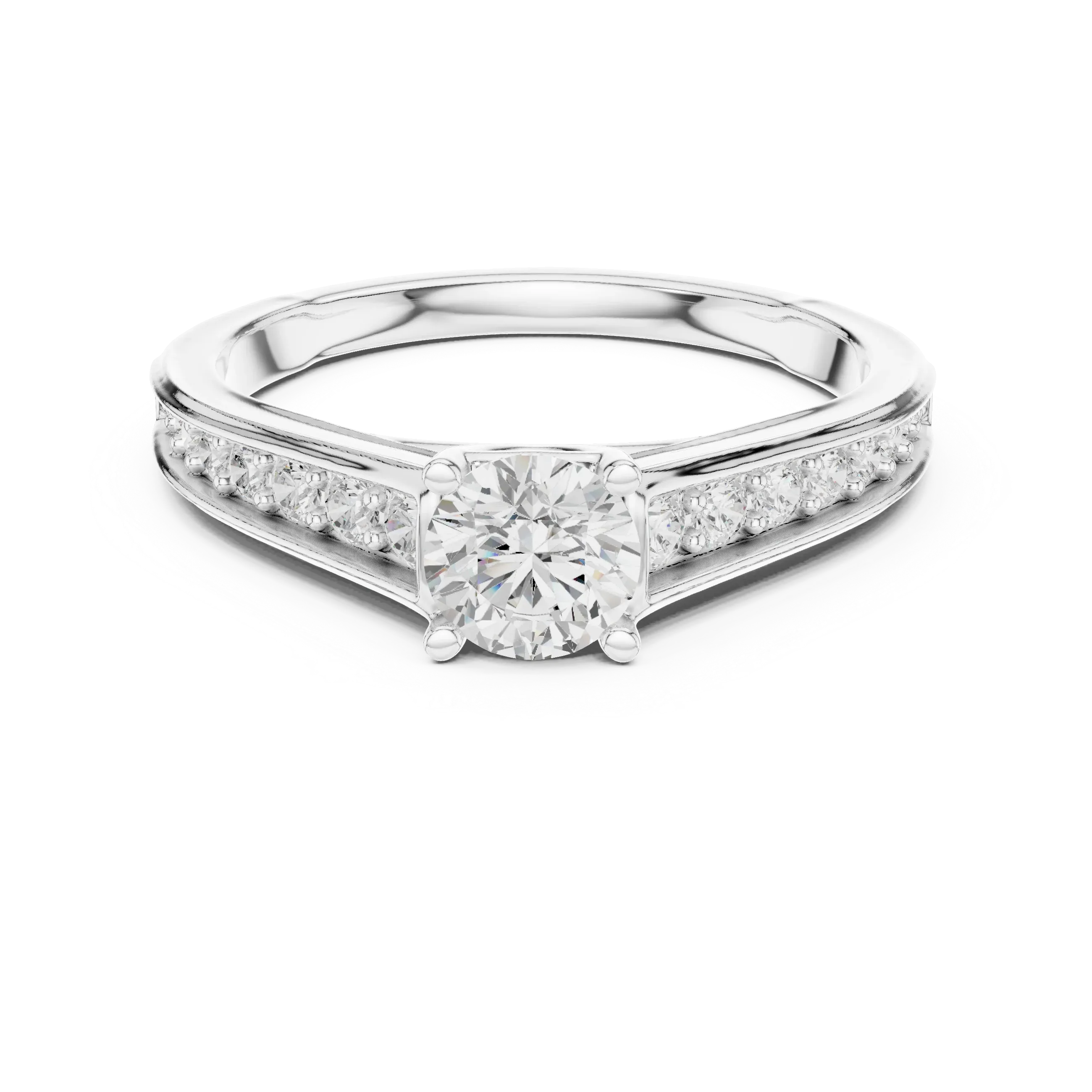 D Color Round Moissanite Floral Engagement Ring Lab Grown