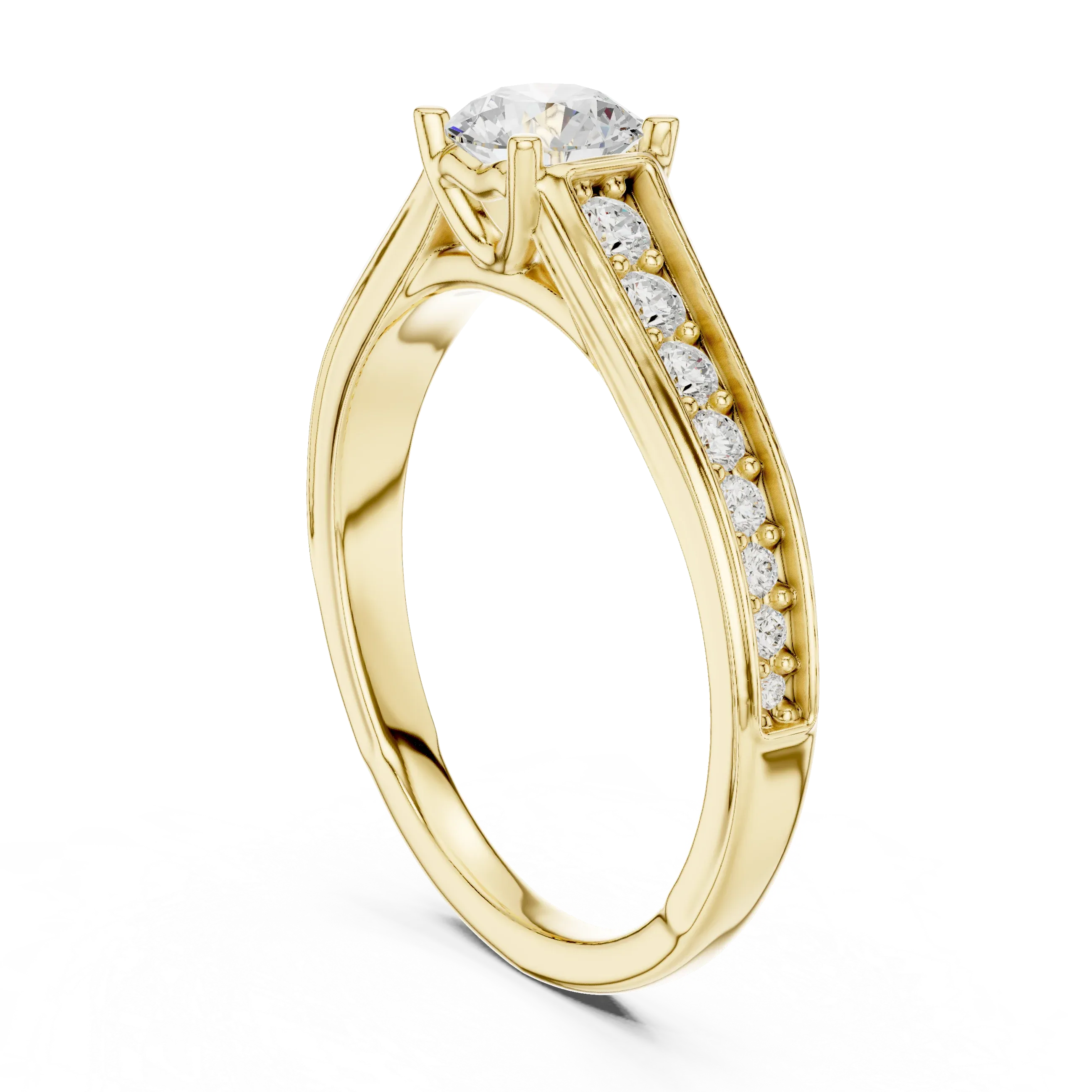 D Color Round Moissanite Floral Engagement Ring Lab Grown