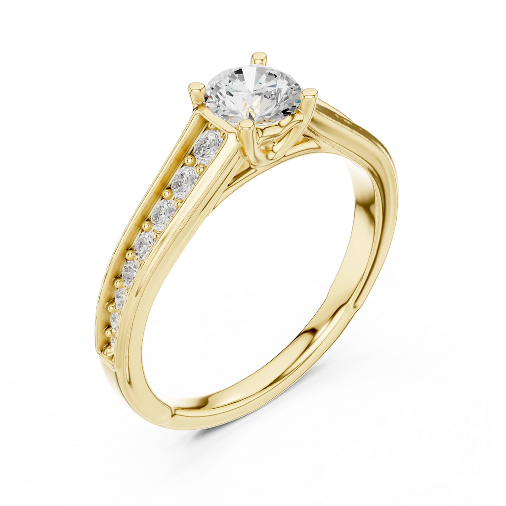 D Color Round Moissanite Floral Engagement Ring Lab Grown