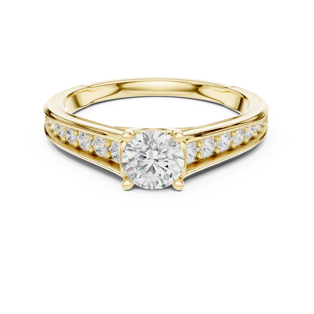 D Color Round Moissanite Floral Engagement Ring Lab Grown
