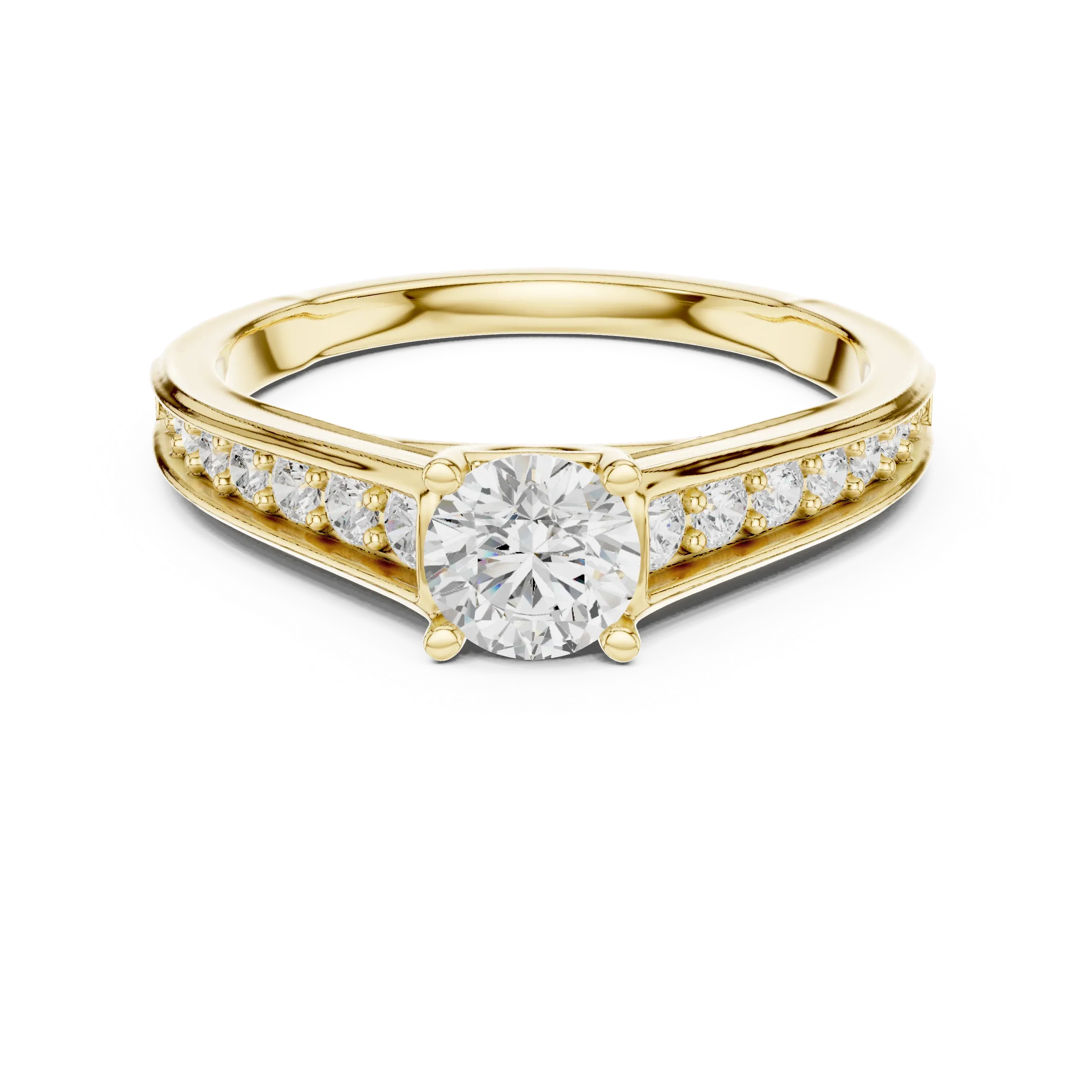 D Color Round Moissanite Floral Engagement Ring Lab Grown