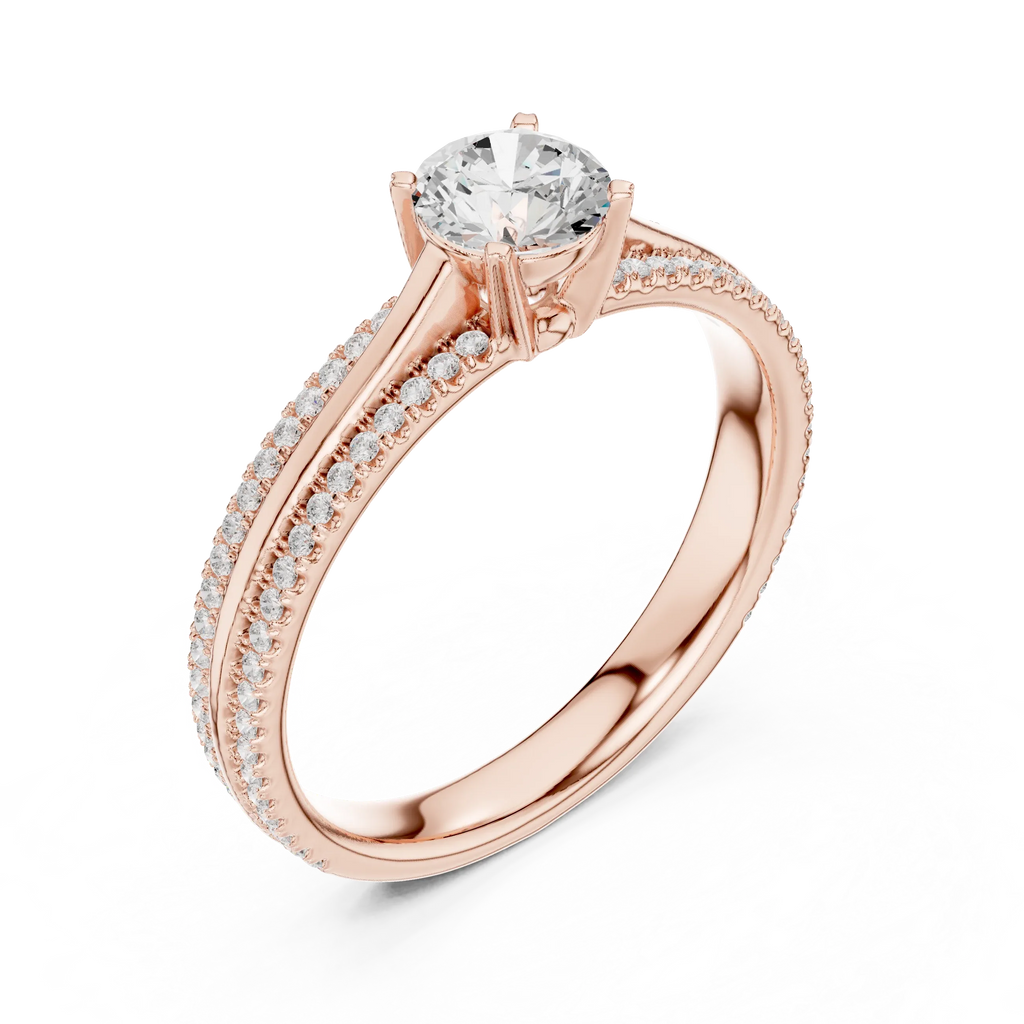 E Color VVS1 Round Moissanite Rose Gold Style Wedding Ring
