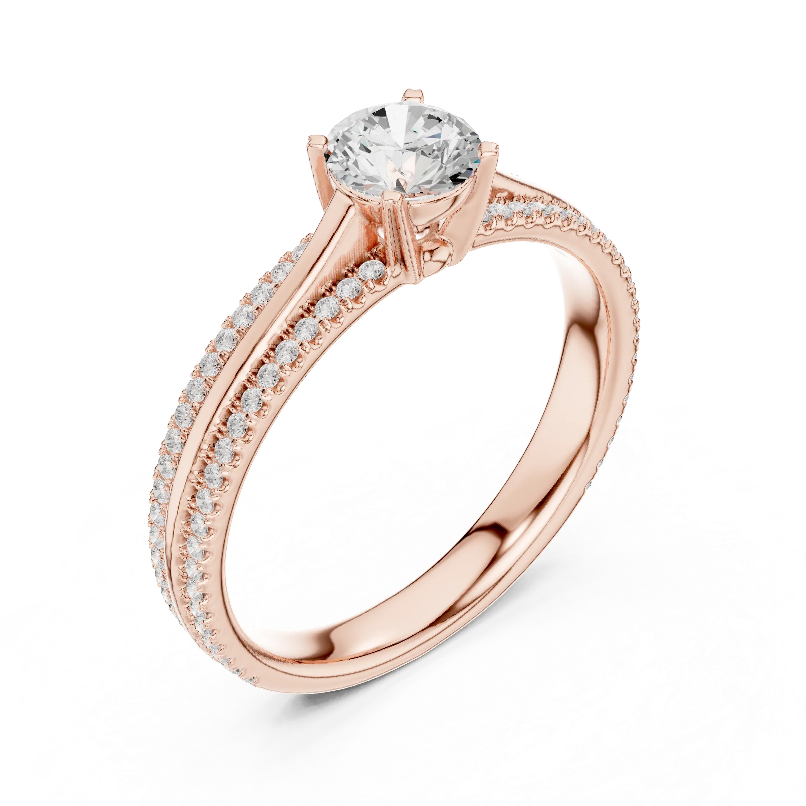 E Color VVS1 Round Moissanite Rose Gold Style Wedding Ring