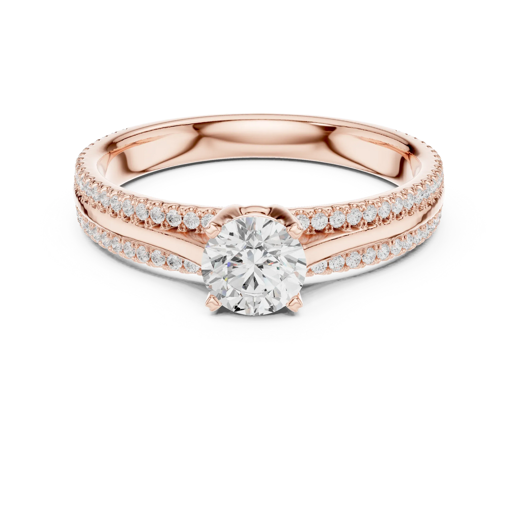E Color VVS1 Round Moissanite Rose Gold Style Wedding Ring