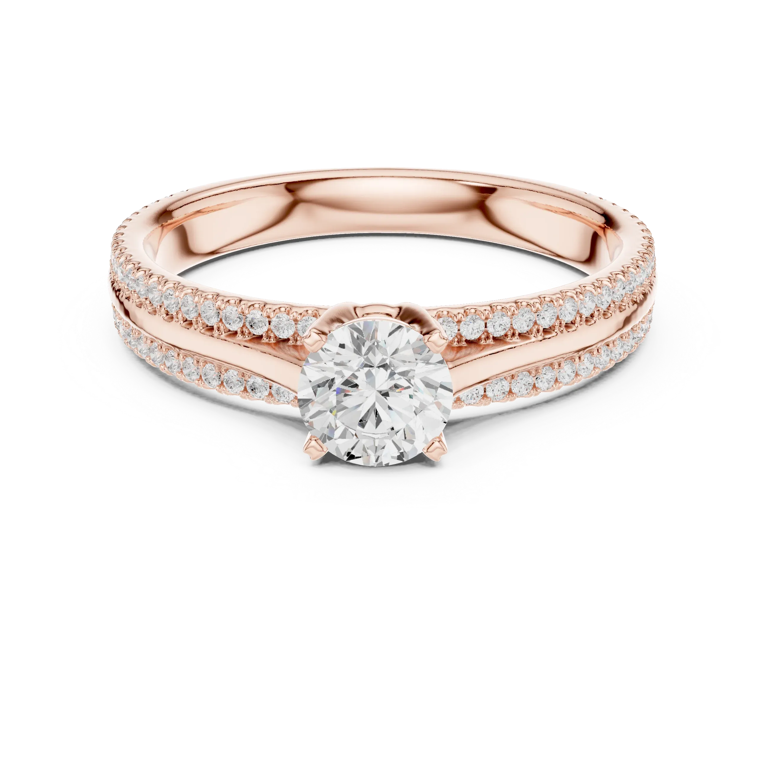 E Color VVS1 Round Moissanite Rose Gold Style Wedding Ring