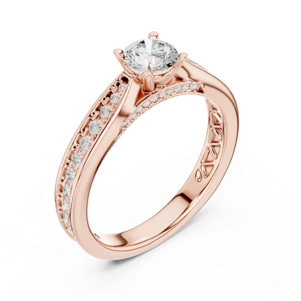 F Color Round Lab Created Diamond Anniversary Ring