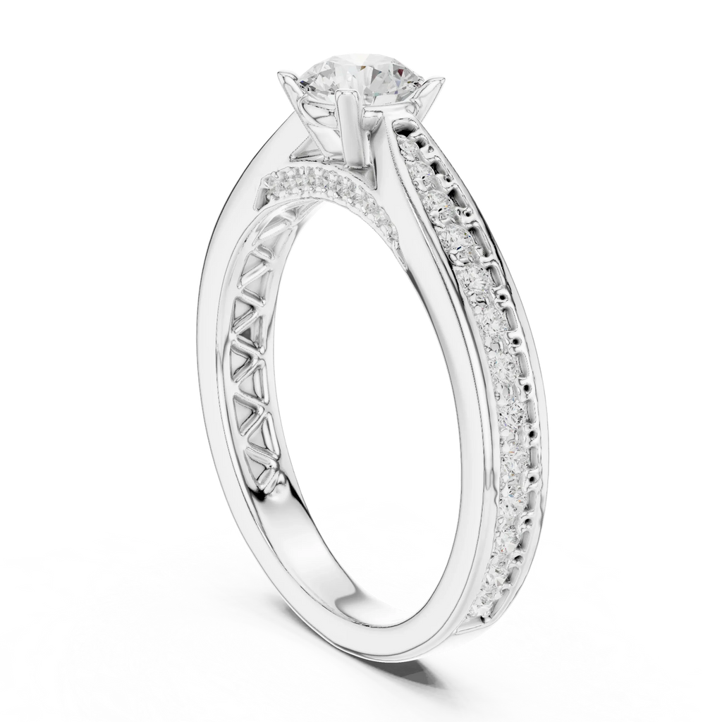 F Color Round Lab Created Diamond Anniversary Ring