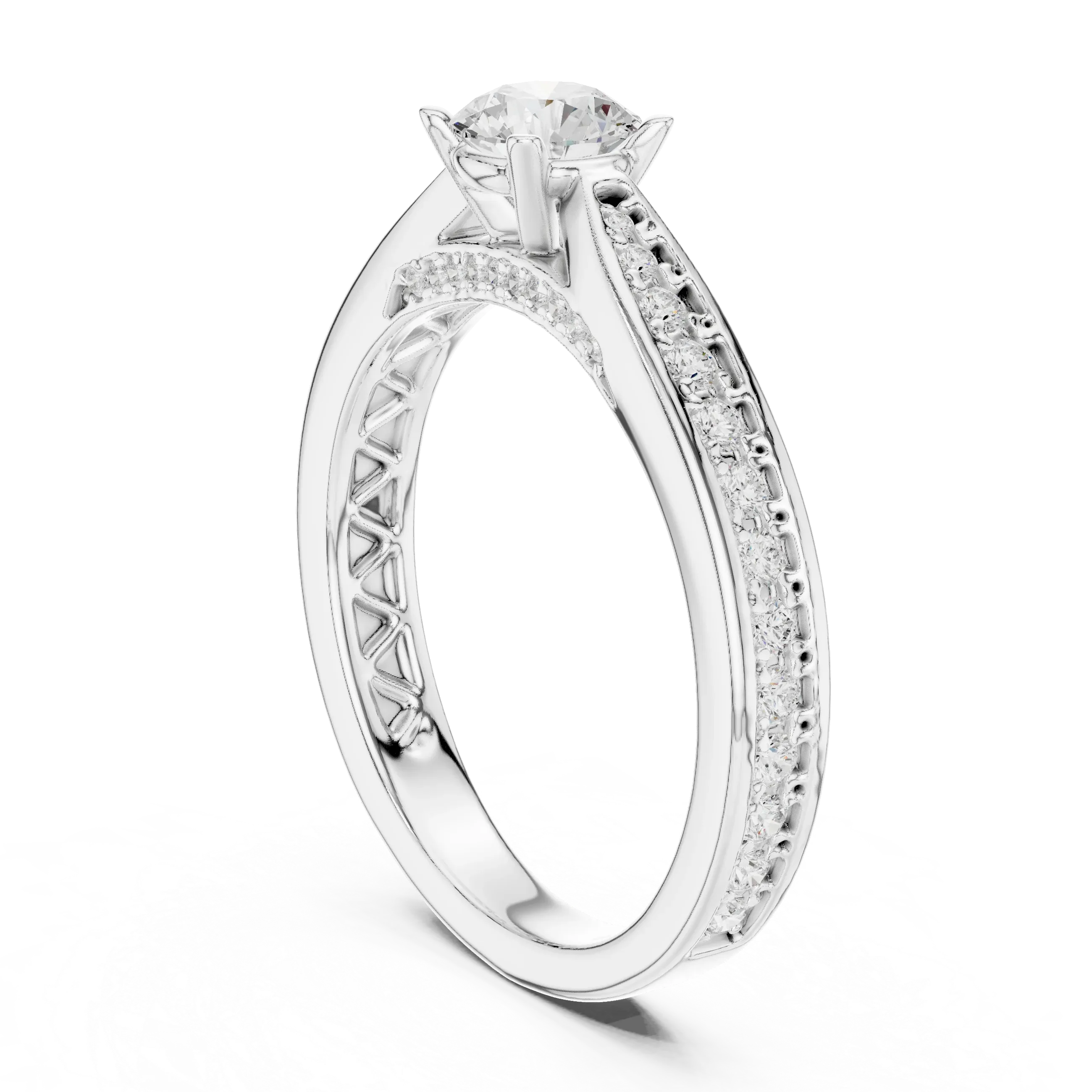 F Color Round Lab Created Diamond Anniversary Ring