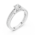 F Color Round Lab Created Diamond Anniversary Ring