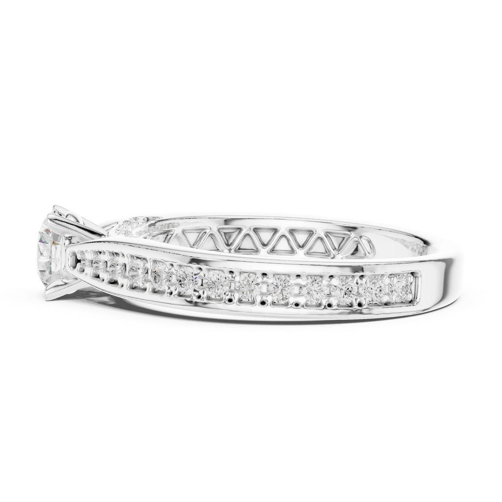 F Color Round Lab Created Diamond Anniversary Ring