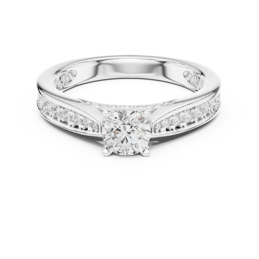 F Color Round Lab Created Diamond Anniversary Ring