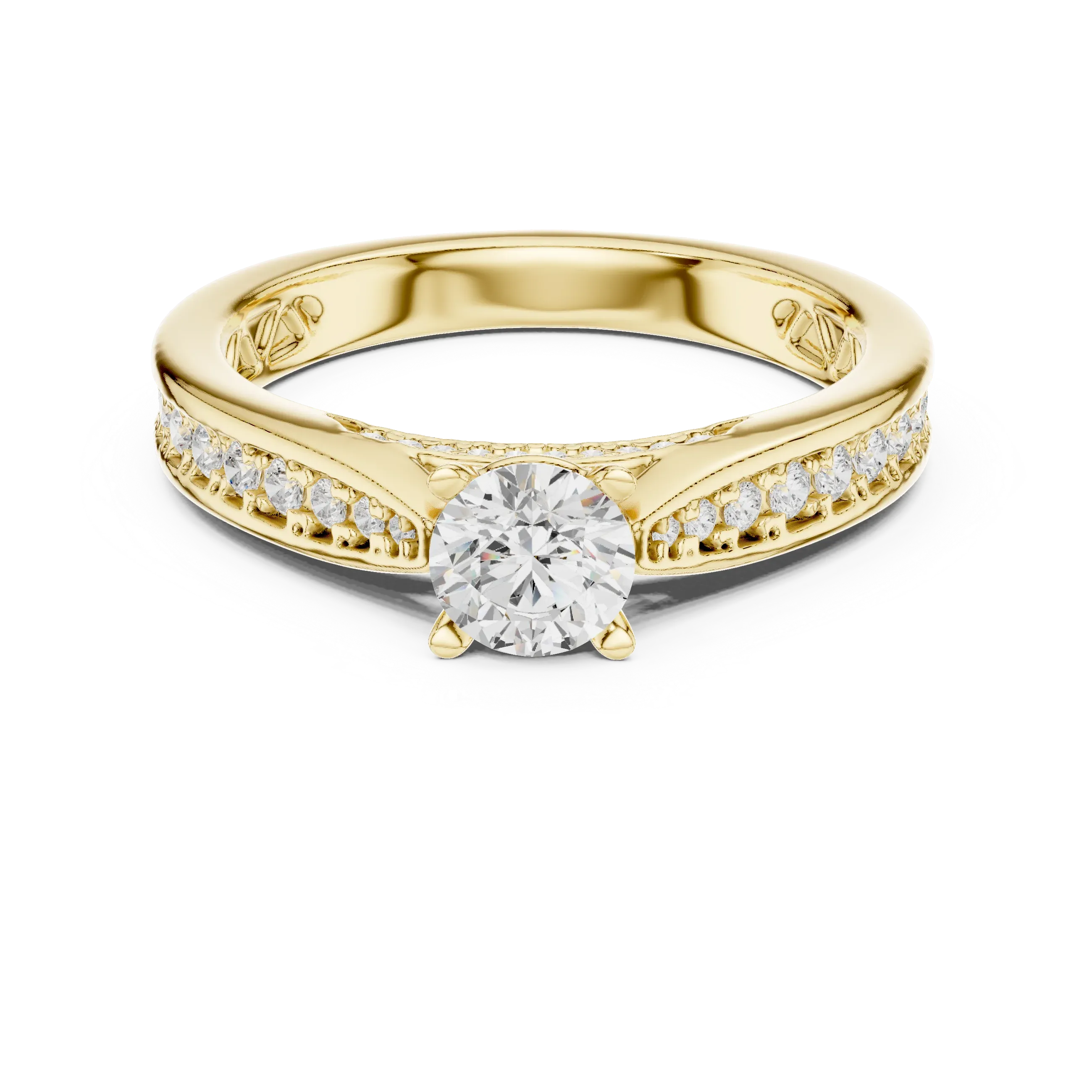 F Color Round Lab Created Diamond Anniversary Ring