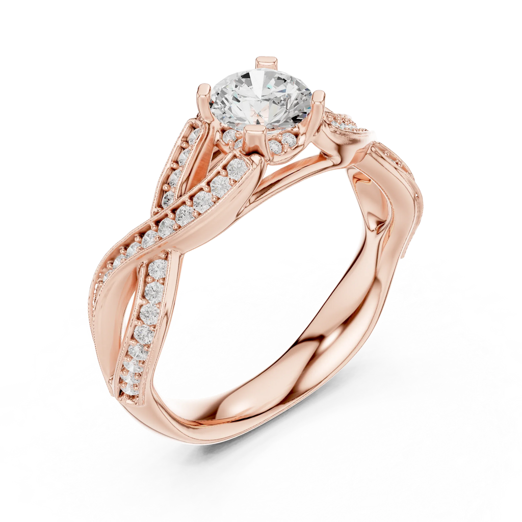 Unique Round Lab Grown Diamond Ring E Color