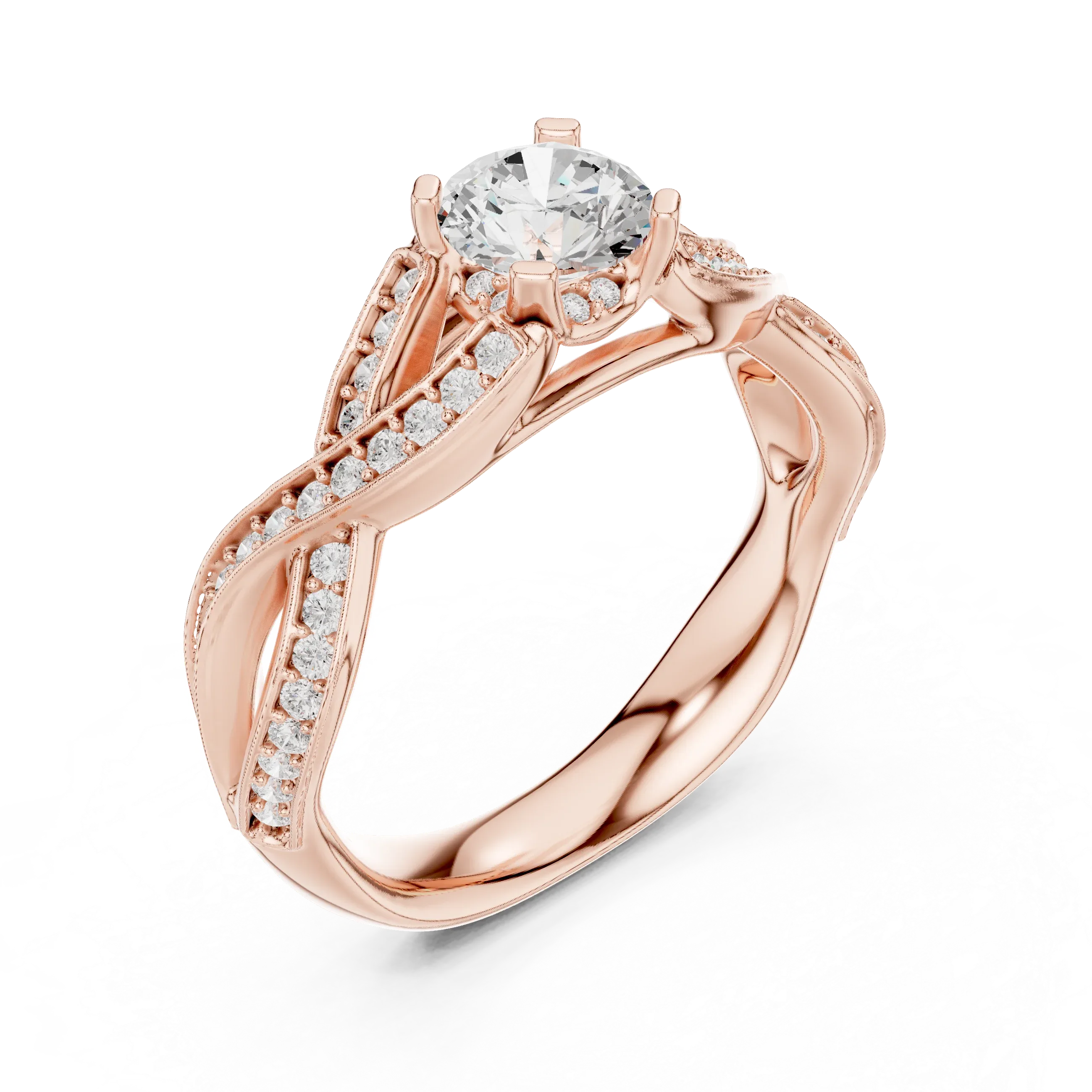 Unique Round Lab Grown Diamond Ring E Color