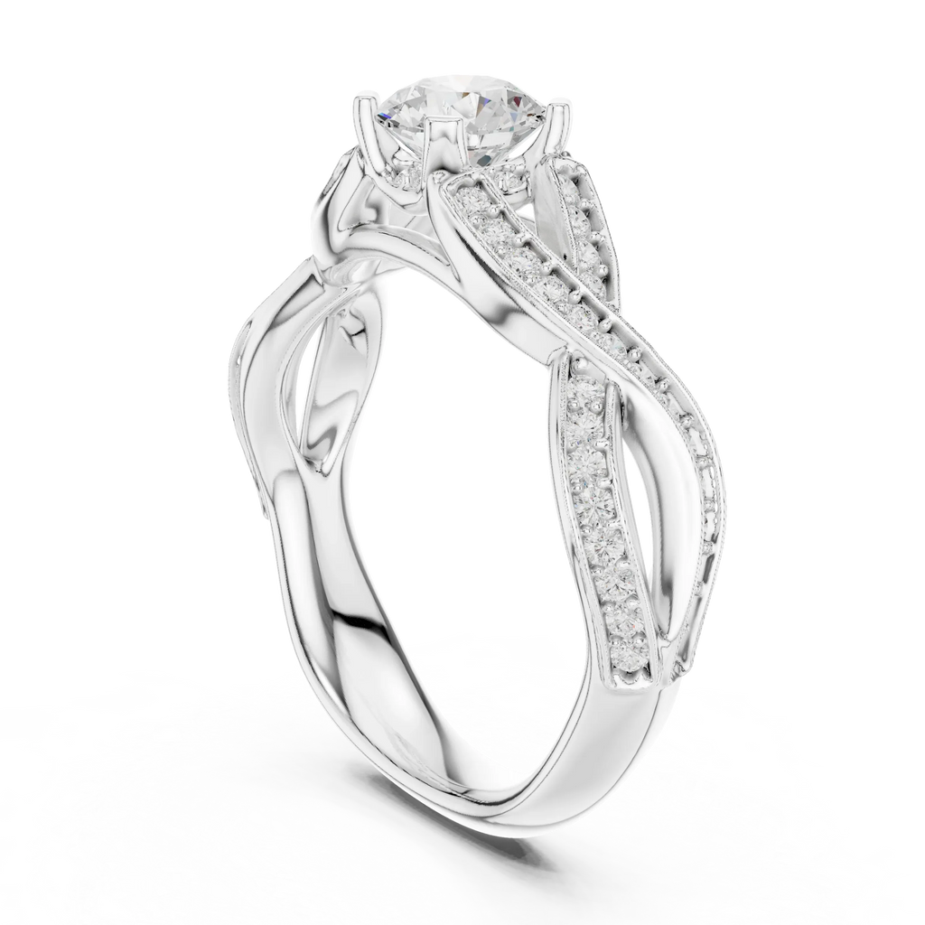 Unique Round Lab Grown Diamond Ring E Color