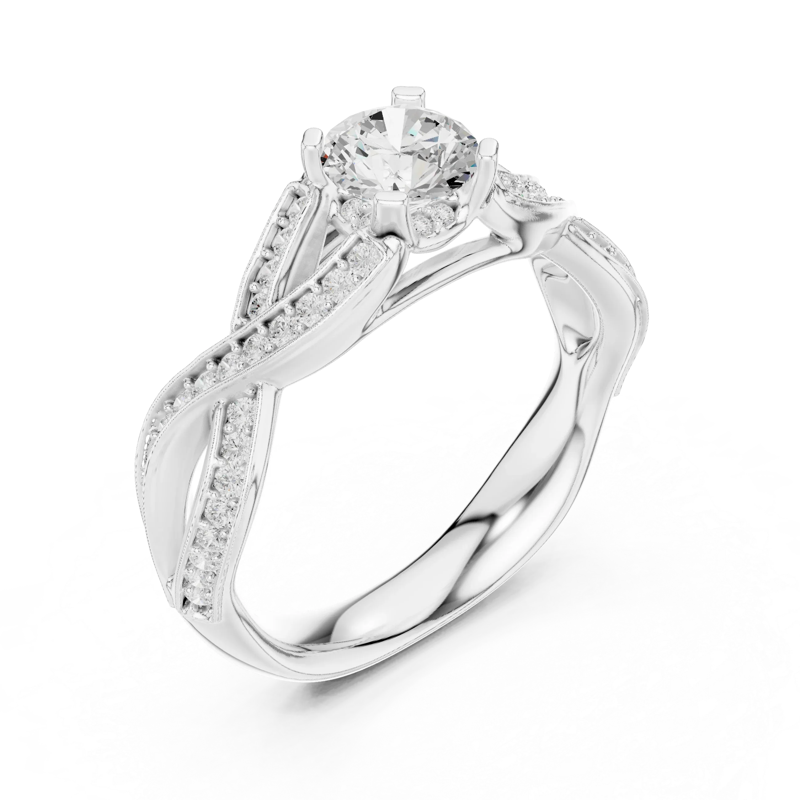 Unique Round Lab Grown Diamond Ring E Color