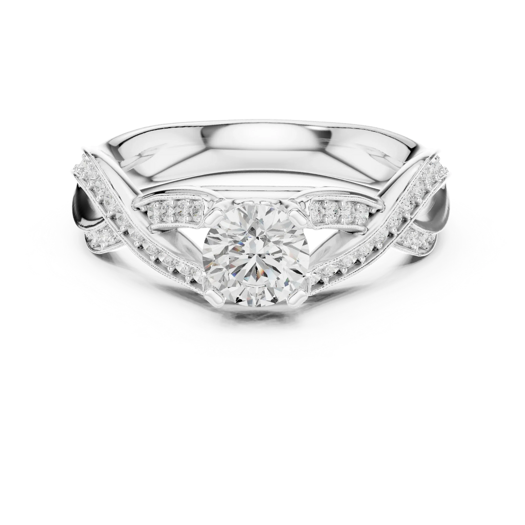 Unique Round Lab Grown Diamond Ring E Color