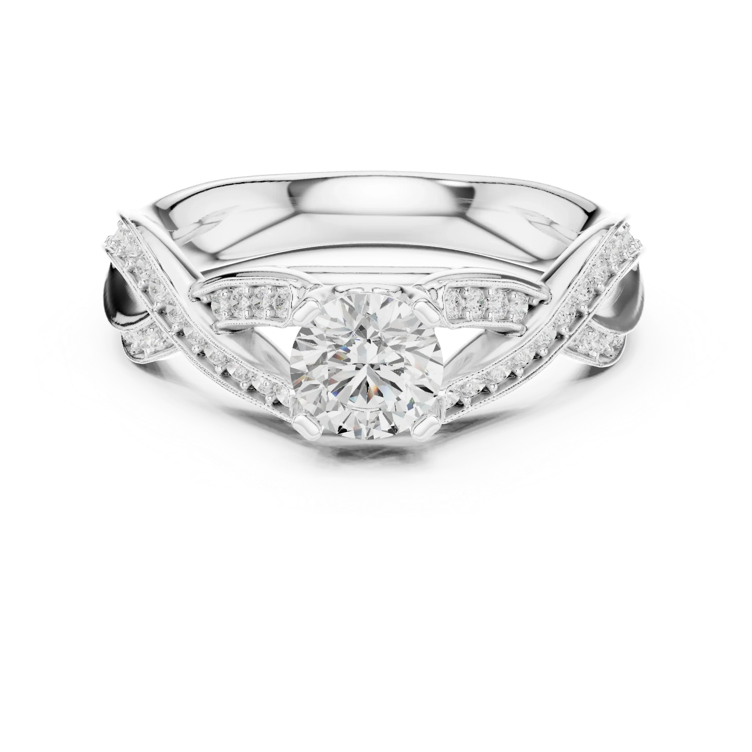 Unique Round Lab Grown Diamond Ring E Color