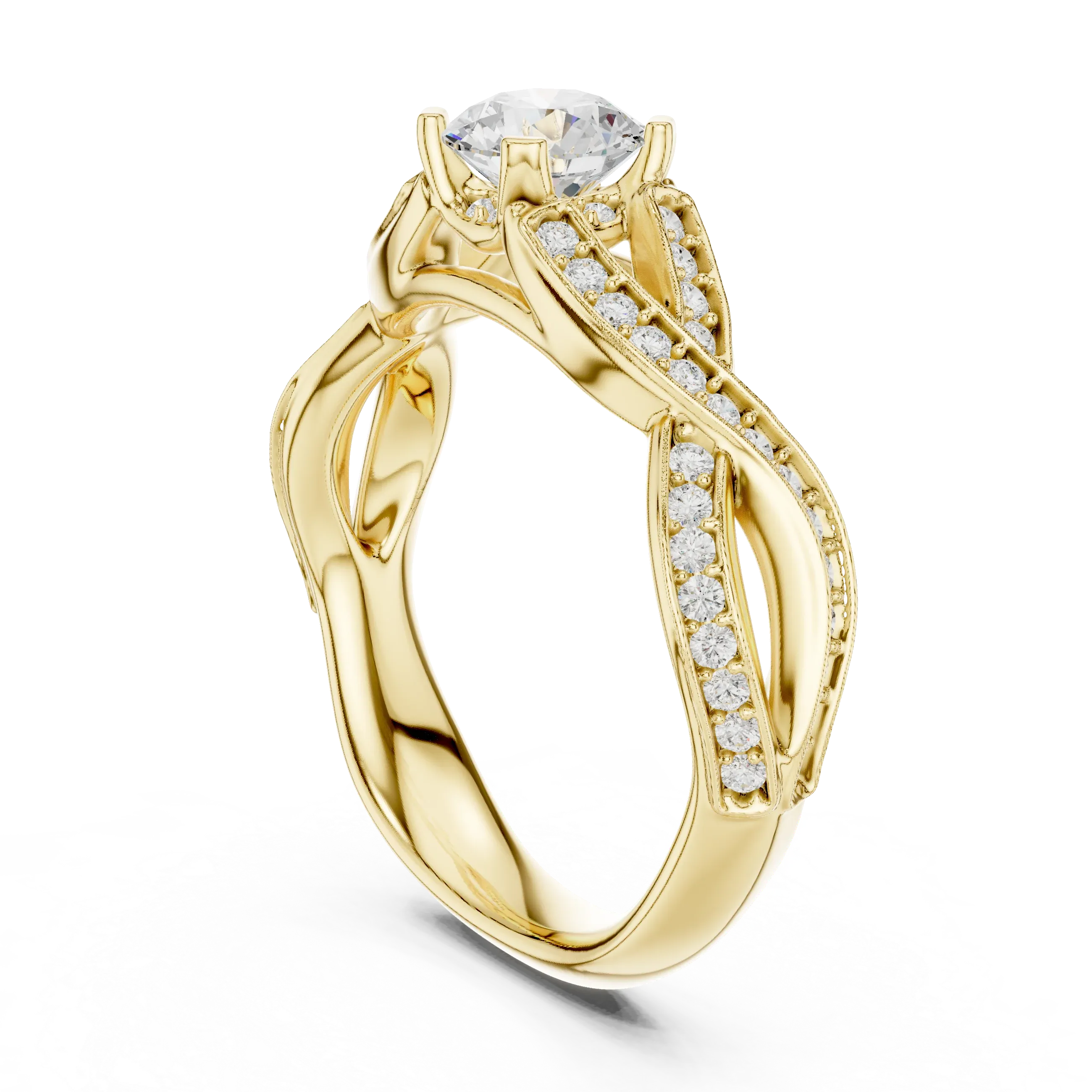 Unique Round Lab Grown Diamond Ring E Color