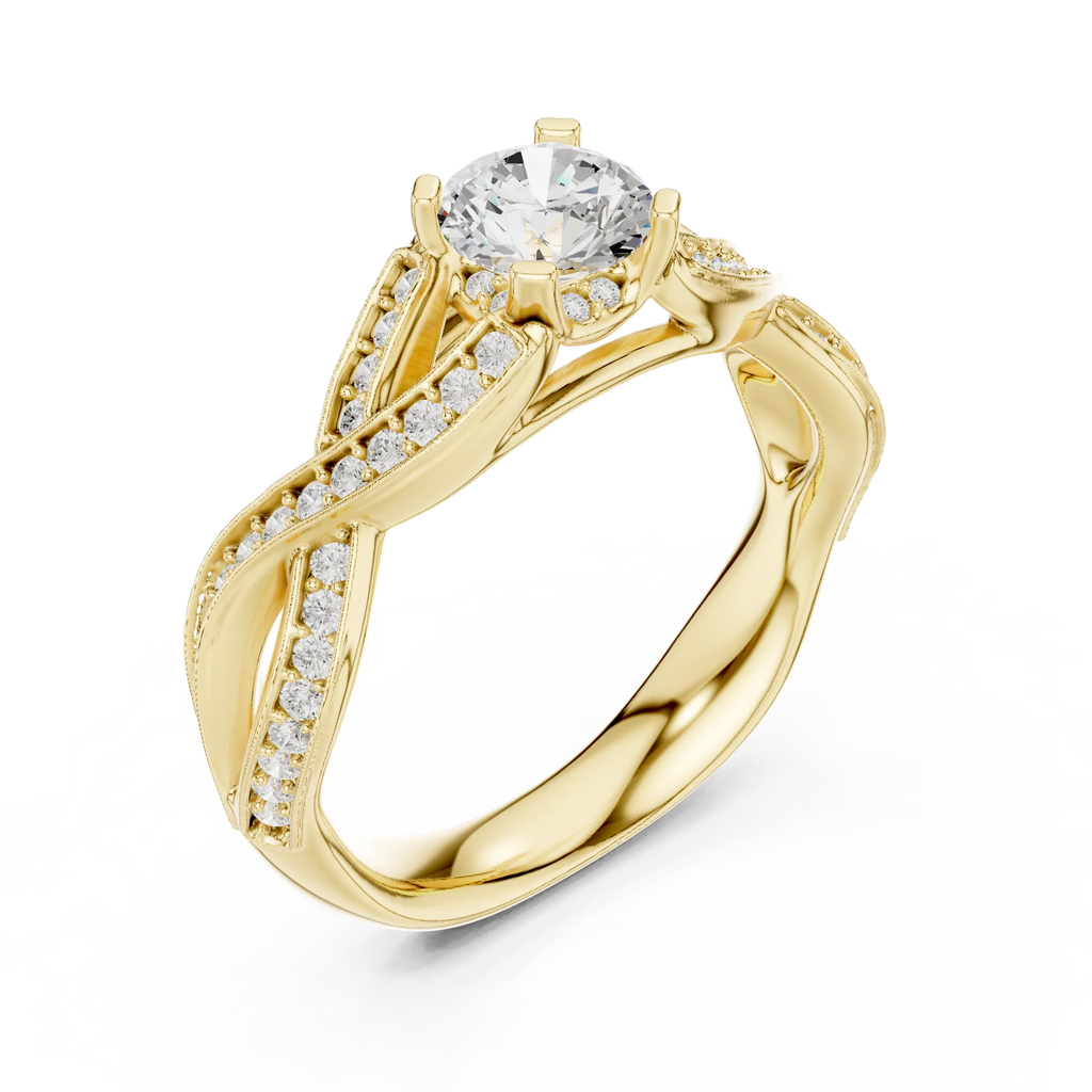 Unique Round Lab Grown Diamond Ring E Color