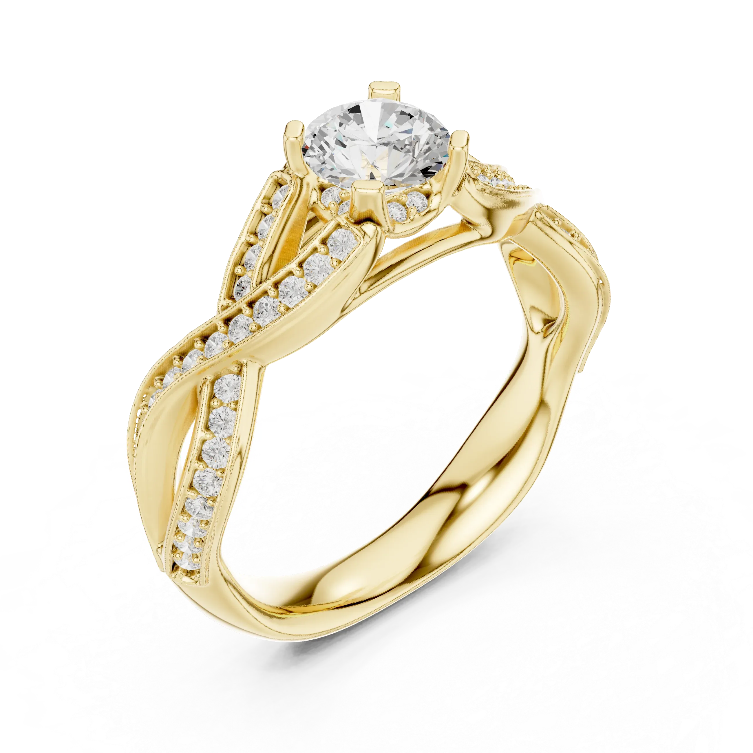 Unique Round Lab Grown Diamond Ring E Color