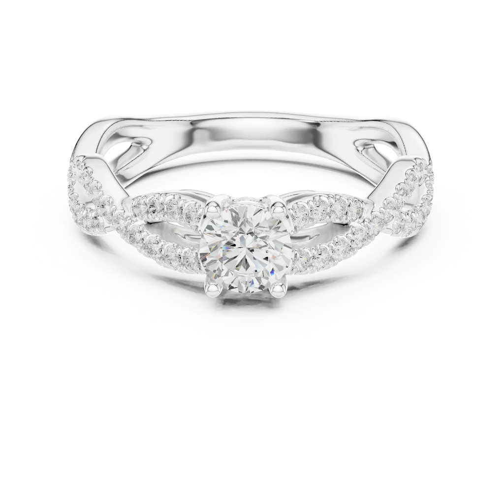 E Color VVS Round Moissanite Anniversary Ring Lab Grown Style
