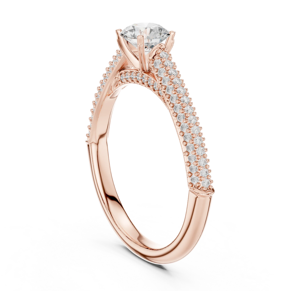 F Color Round VVS Diamond Engagement Ring Wedding Gift