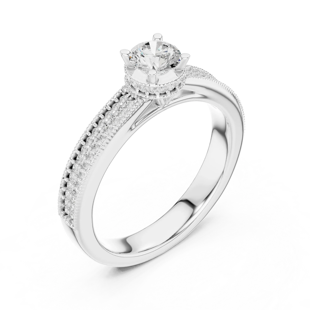 Brilliant Round Moissanite Anniversary Gift Ring E Color VVS