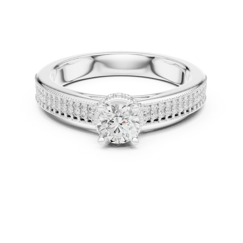 Brilliant Round Moissanite Anniversary Gift Ring E Color VVS