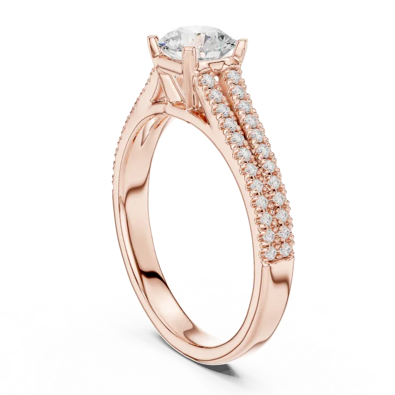 E Color Round Lab Grown Diamond Solitaire Wedding Ring VVS