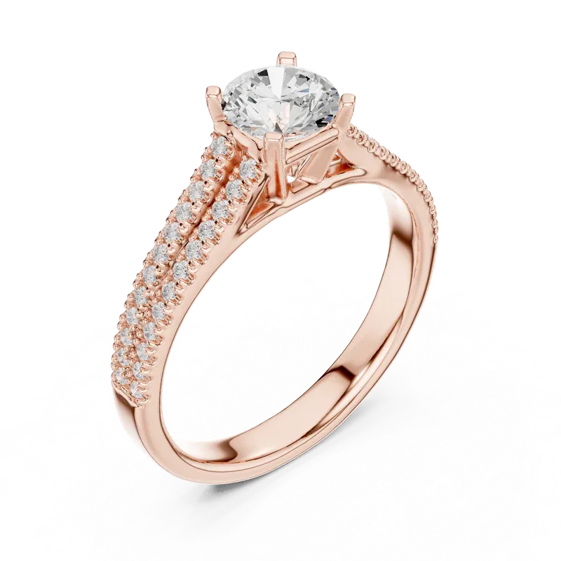 E Color Round Lab Grown Diamond Solitaire Wedding Ring VVS