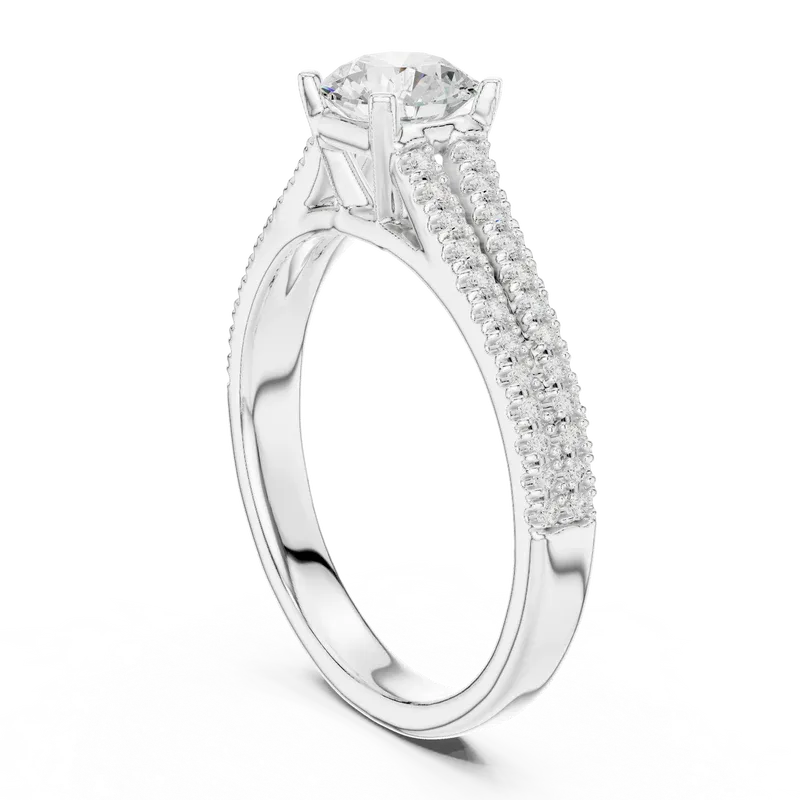 E Color Round Lab Grown Diamond Solitaire Wedding Ring VVS